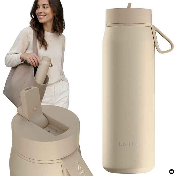 Termohrnek láhev na pití béžový Láhev 500 ml na čaj a kávu 12h-24h Dárek
