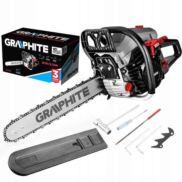 Graphite Benzínová Řetězová Pila 2KW (2.7 Km), Vodící Lišta 18" 58G954