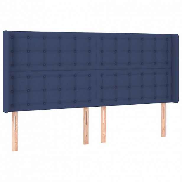 vidaXL Čelo postele typu ušák modré 203x16x118/128 cm textil
