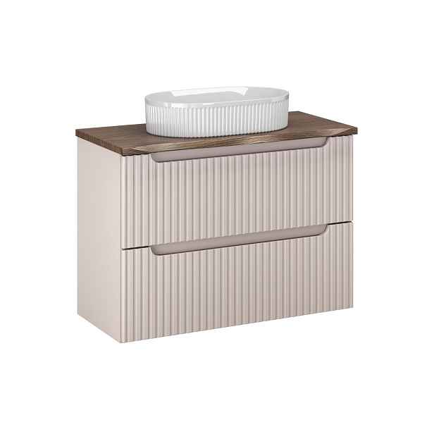Comad Závěsná skříňka Nova Cashmere Beyond I s deskou a umyvadlem 80 cm kašmírová/dub casella