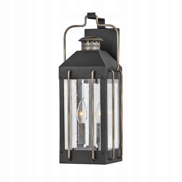 Retro industriální venkovní nástěnné svítidlo, černá, lampa IP44 2 bodů Hinkley