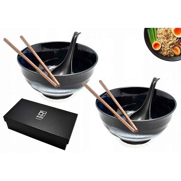 Sada 2 misek s lžícemi a paličkami Udon Izayoi 800 ml Box
