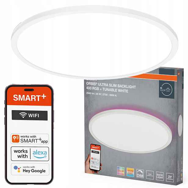 Stropní Svítidlo Led nástěnné svítidlo 25W 2000lm Cct Rgb Smart WiFi Orbis Osram