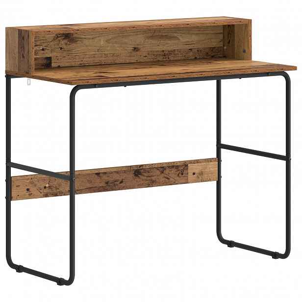 vidaXL Stůl s úložným prostorem Staré dřevo 100 x 50 x 91 cm