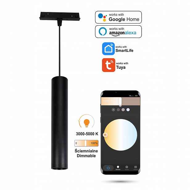 Závěsná Led lampa 2.4GHZ Tuba 10W pro magnetické lišty Smart Track 48VDC