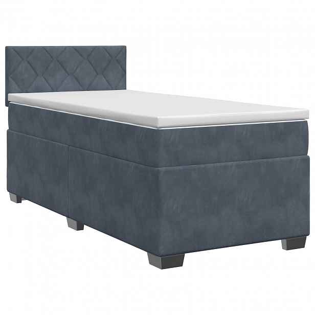 vidaXL Postel boxspring s matrací s čelo Tmavě šedá 90 x 190 cm Samet