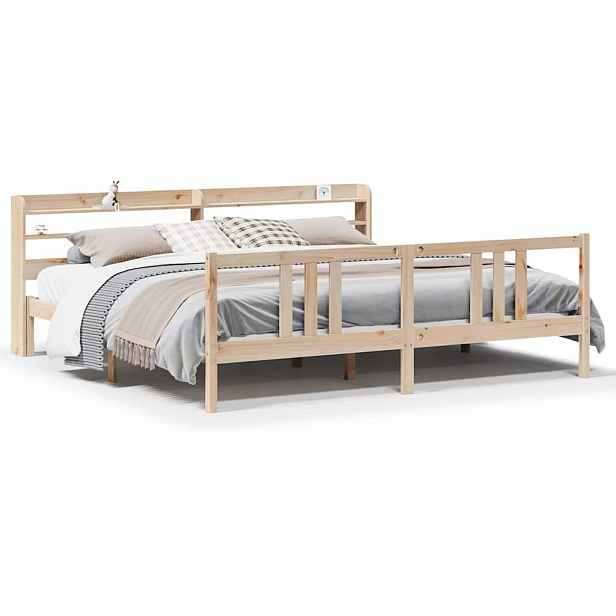 vidaXL Rám postele s čelem 200 x 200 cm masivní borové dřevo
