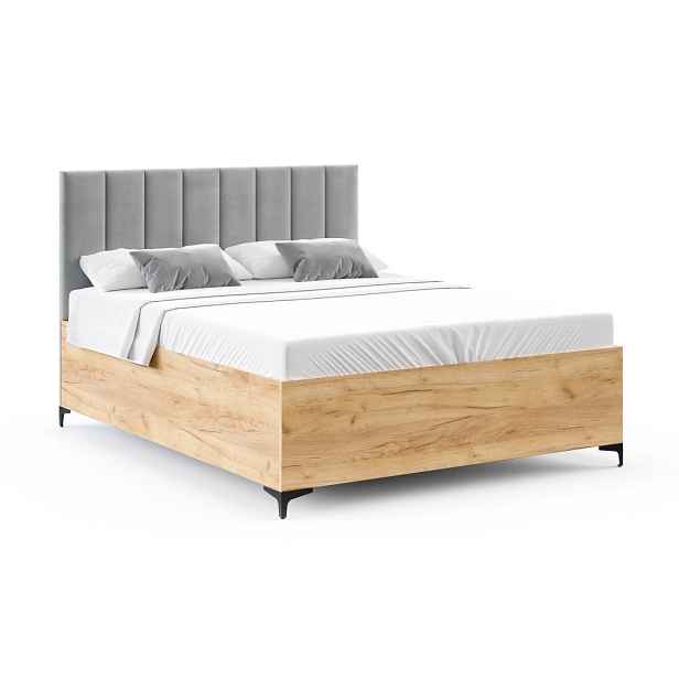 FDM Postel Sierra se zvedacím roštem Trinity šedá/dub craft, velikost 120x200