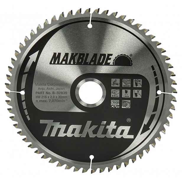 Makita - Pilový kotouč na dřevo, 216x30 mm, 60 zubů B-32839