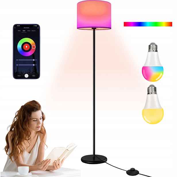 Moderní Led Stojací Lampa Rgb Wifi Aplikace Tuya Alexa E27 Denní Režim