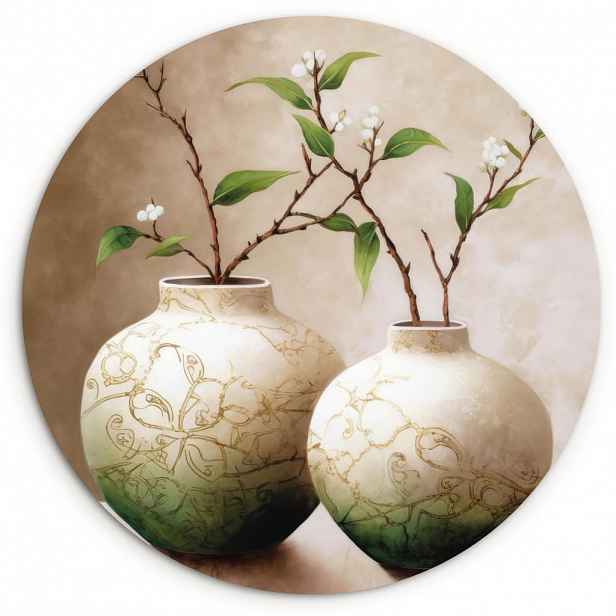 MuchoWow NÁSTĚNNÝ OBRAZ Květiny - Váza - Bílá - Botanická - Béžová 60x60 cm