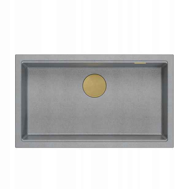 Quadron Logan 110 Dřez 1-komorový 76x44x23,5 cm Stříbrný Zlatý Sifon