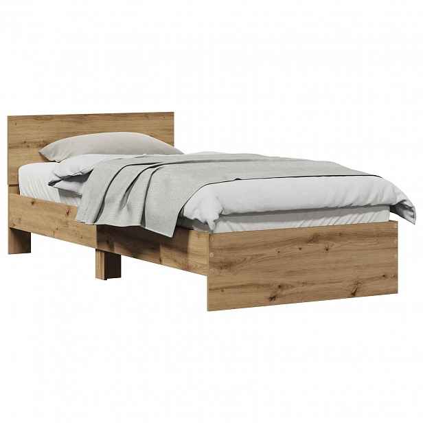 vidaXL Rám postele s čelem Dub artisan 90 x 190 cm Kompozitní dřevo