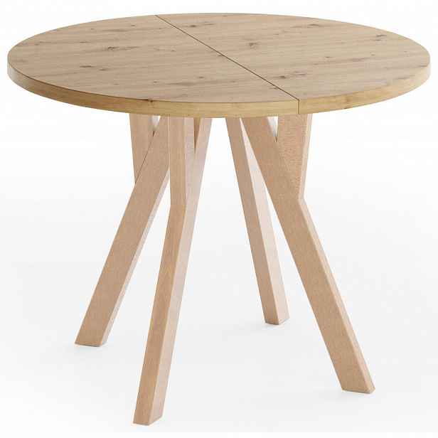 WFL GROUP ESSTISCH Avero runder ausziehbarer, Beton grau 100-140/100/77 cm