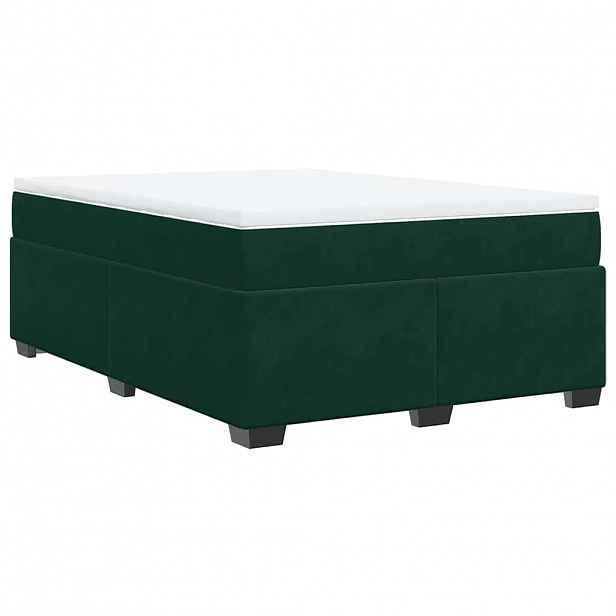 vidaXL Box spring postel s matrací tmavě zelená 160x200 cm samet