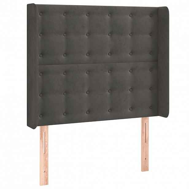 vidaXL Čelo postele typu ušák tmavě šedé 83x16x118/128 cm samet