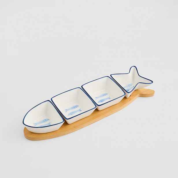 Butlers HOME & YOU Servírovací misky na podnose ryba 37 cm - bílá