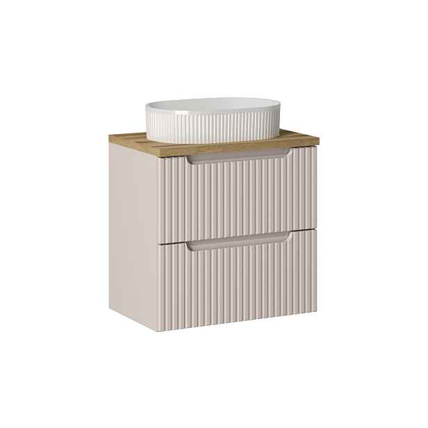 Comad Závěsná skříňka Nova Cashmere Beyond II s deskou a umyvadlem 60 cm kašmírová/dub evoke