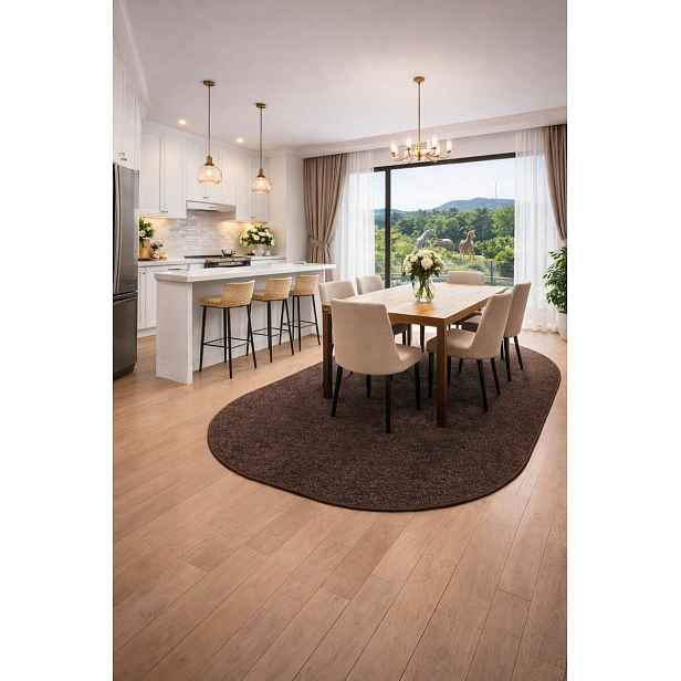Kusový koberec Eton hnědý ovál, 80x150, hnědá, chodba / předsíň, Vopi
