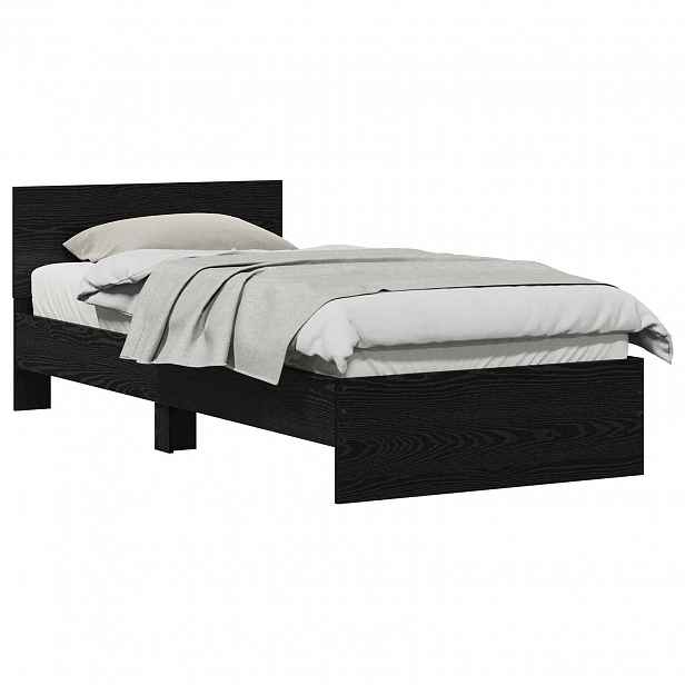 vidaXL Rám postele s čelem Černý dub 90 x 190 cm Kompozitní dřevo