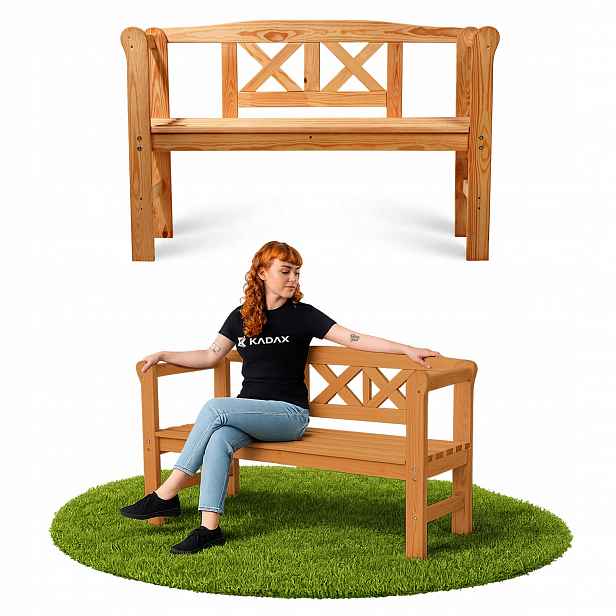 Zahradní Lavice Dřevěná S Opěradlem 119 CM Lavička Na Terasu Do Zahrady Tik
