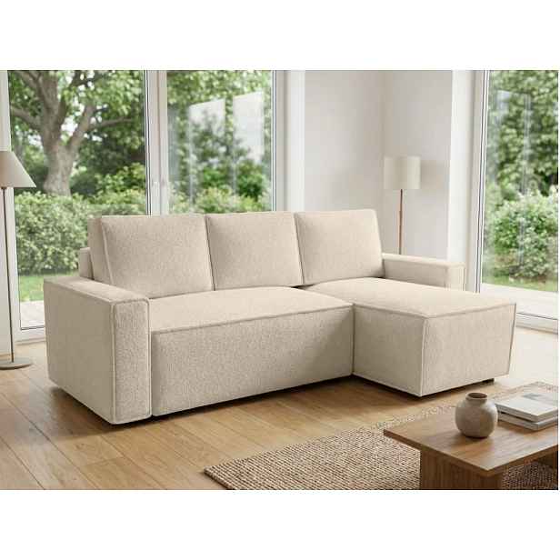 Rozkládací oboustranná sedací souprava do L SMART BOUCLE 232x143 cm, krémová