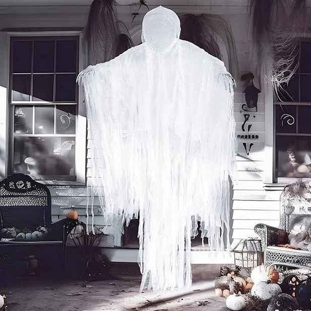 Halloweenská dekorace Ponurý Sklizeň 157×114 cm Závěsná bílá hororová 22,8