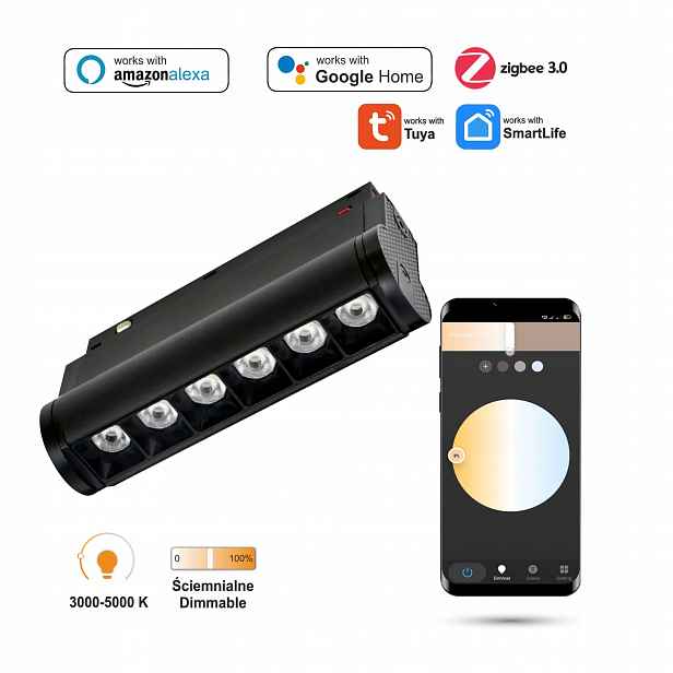 Lineární Led reflektor WiFi Zigbee nastavitelný 6W Smart Track 48VDC
