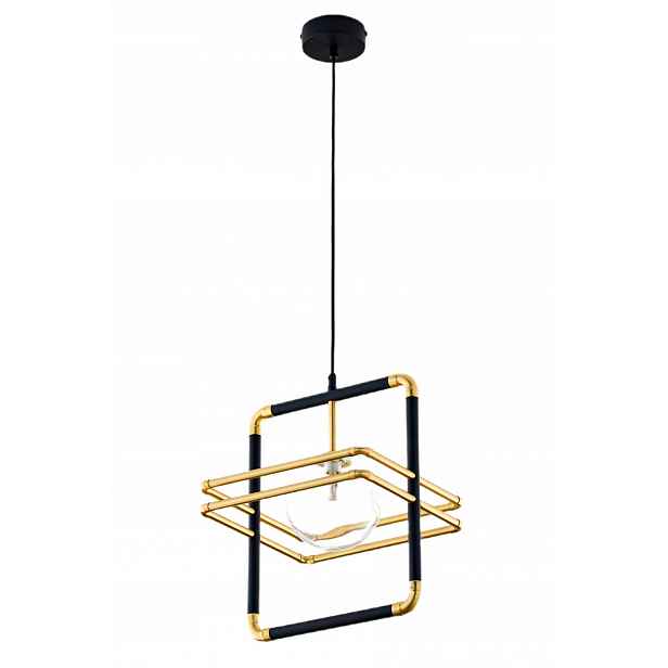 Závěsná lampa Fiori I Černá Zlatá Skleněná Lampa 1xG9 29 cm Stropní Svítidlo