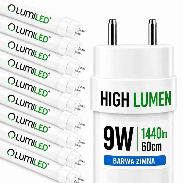 10x Led žárovka G13 T8 60 cm 9W 1440lm 6500K pro hermetická svítidla