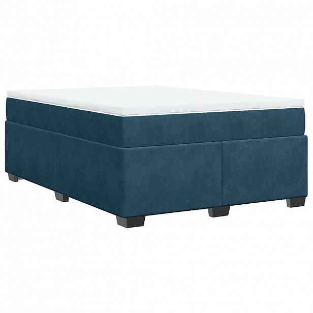 vidaXL Box spring postel s matrací tmavě modrá 160x200 cm samet