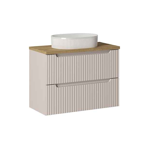 Comad Závěsná skříňka Nova Cashmere Beyond II s deskou a umyvadlem 80 cm kašmírová/dub coast evoke