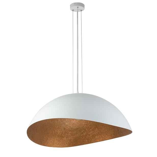 Dekorativní závěsná lampa bílá měděná kulatá 48 cm do jídelny Sigma