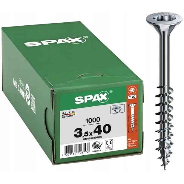 Šrouby Pozink Pozinkované 1000 Ks 3,5*40MM Spax
