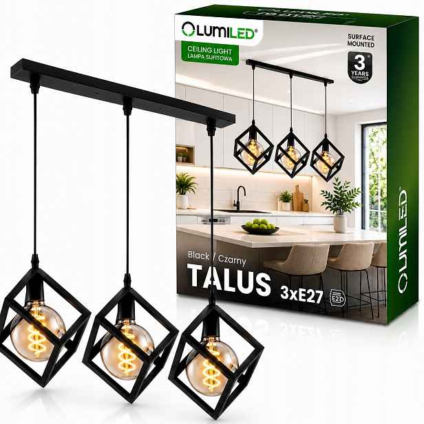 Závěsná stropní lampa Diamant Briliant Kostka Lustr Převis Led 3x E27 Loft