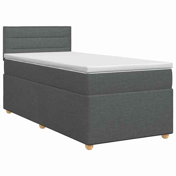 vidaXL Postel boxspring s matrací s čelo Tmavě šedá 80 x 200 cm Textil