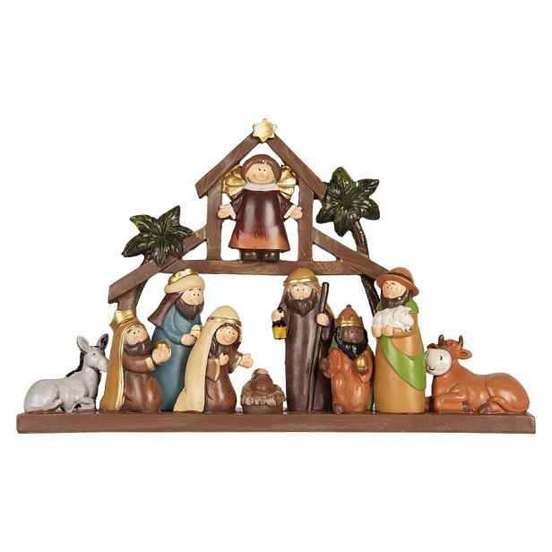 Hnědá vánoční dekorace Betlém Nativity Scene - 32*5*20 cm Clayre & Eef