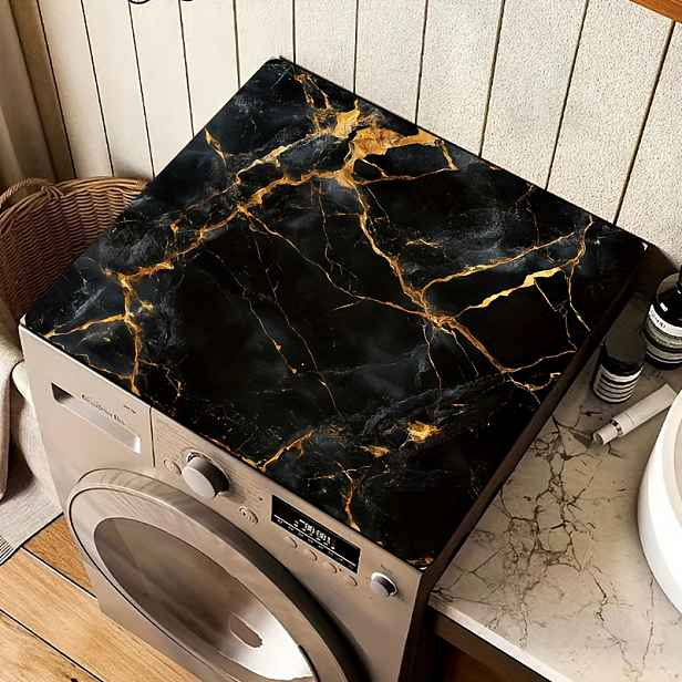TEMU 1 ks Černá Zlatá Mramorová Vzorovaná Designová Podložka, Vhodná do Kuchyně a Prádelny, Rychleschnoucí Absorpční Kryt, Stane se na Právnkách a