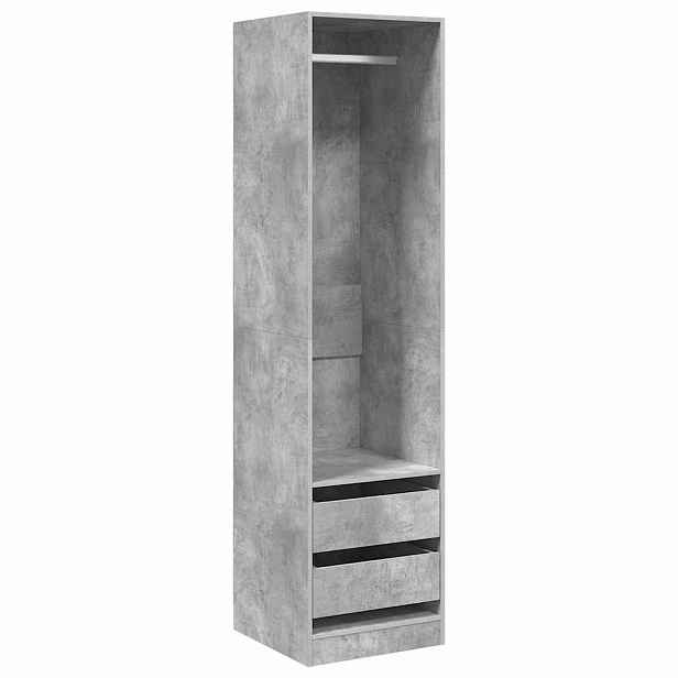 vidaXL Šatní skříň se zásuvkami betonově šedá 50x50x200 cm kompozit
