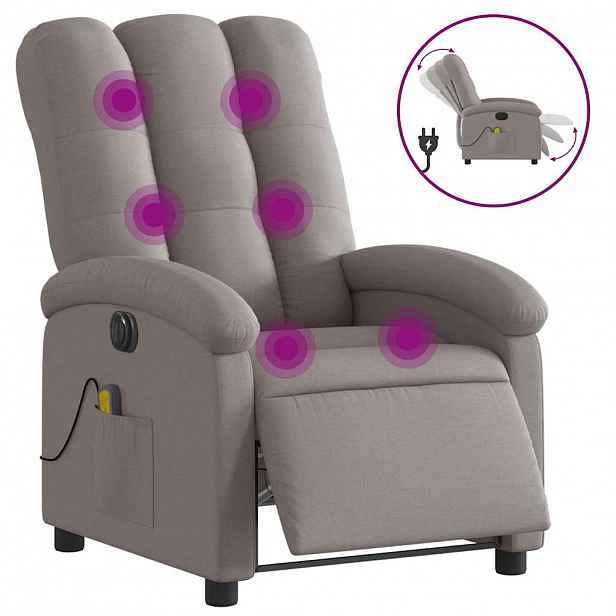 vidaXL Elektrické masážní polohovací křeslo taupe textil