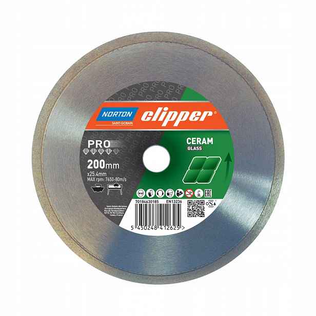 Diamantový kotouč 200x25.4 mm Norton Clipper Pro Ceramic Glass