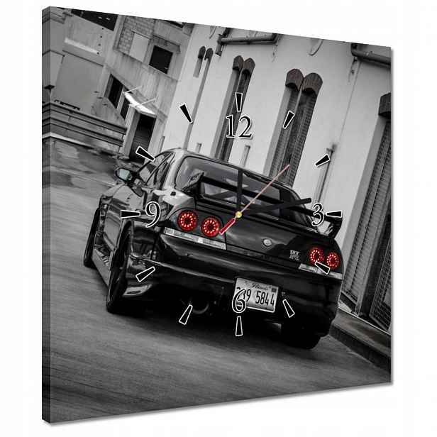 Hodiny 40x40 Černé Nissan Gtr