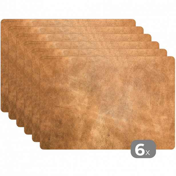 MuchoWow SADA 6 KS PROSTÍRÁNÍ Kůže - texturovaná - kožený vzhled - hnědá 45x30 cm