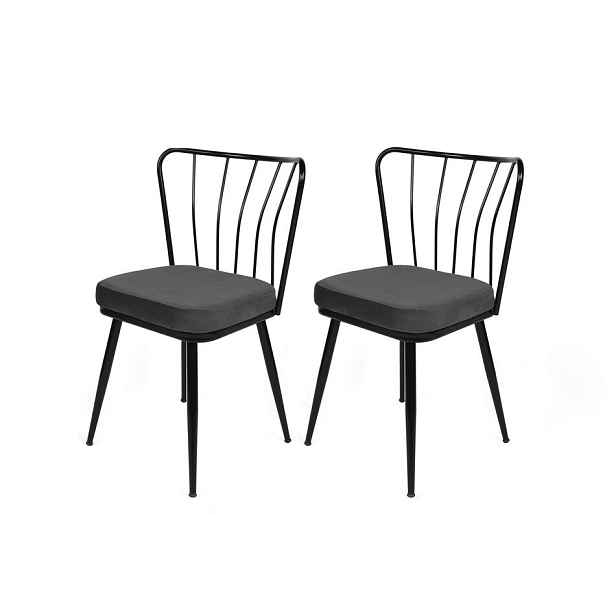 Sada jídelních židlí Yildiz Anthracite Black, 2 ks, 2 ks