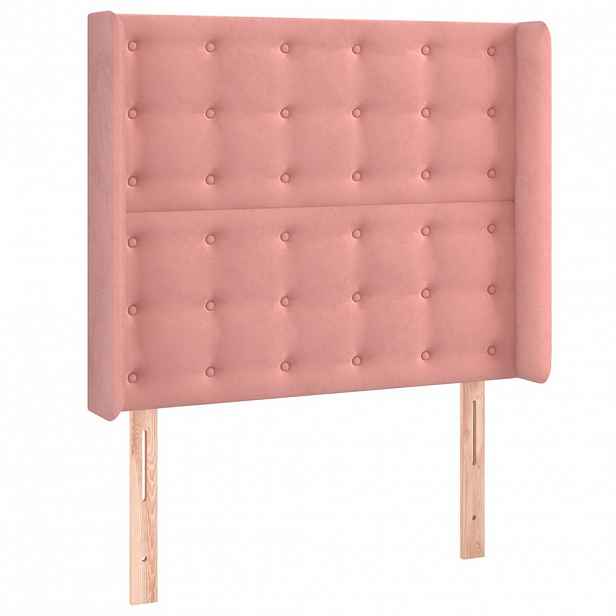 vidaXL Čelo postele typu ušák růžové 83x16x118/128 cm samet