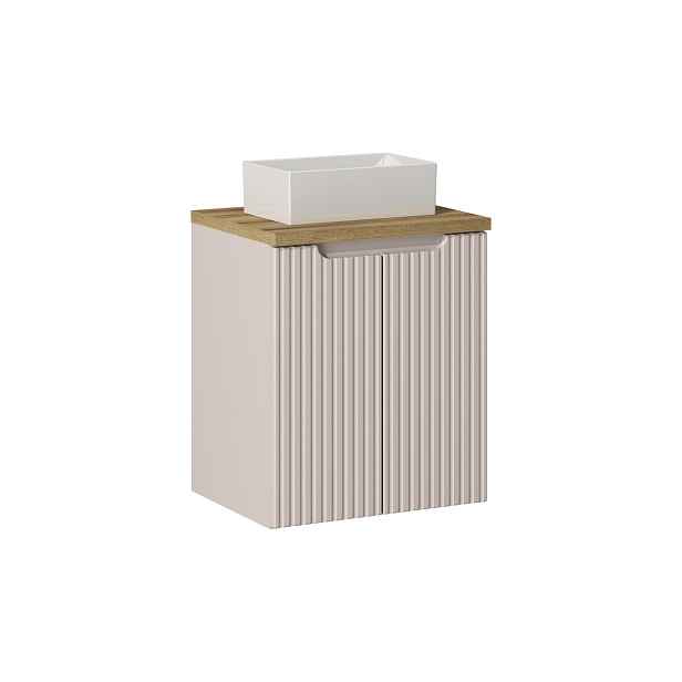 Comad Závěsná skříňka Nova Cashmere Gaja I s deskou a umyvadlem 50 cm kašmírová/dub evoke