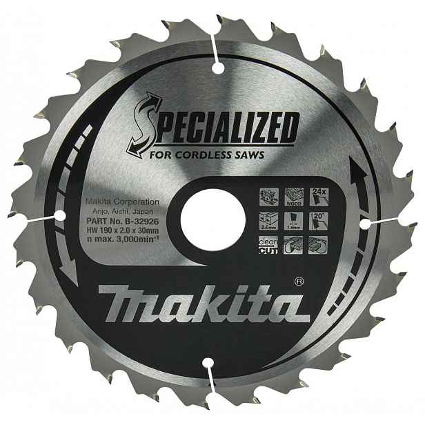 Makita - Pilový kotouč na dřevo, 190x30 mm, 24 zubů B-32926