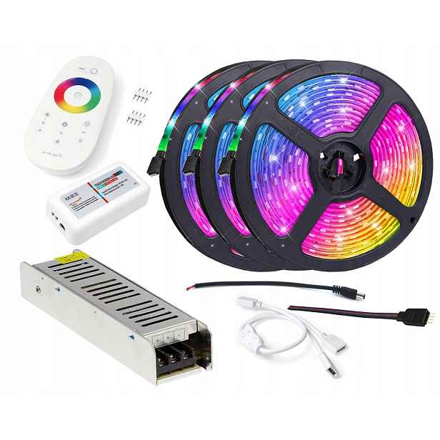 Set Rgb Led pásek Multi 15 m Dálkový Ovladač Napájecí zdroj vysoké kvality Produkty