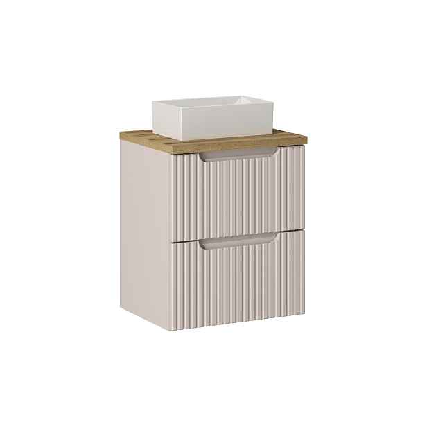 Comad Závěsná skříňka Nova Cashmere Gaja II s deskou a umyvadlem 50 cm kašmírová/dub evoke