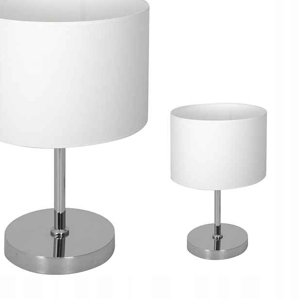 Stolní lampa noční chrom bílá s stínítkem do ložnice obývacího pokoje 40 cm Milagro